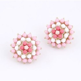 Dual Pink Sunflower Stud Earrings